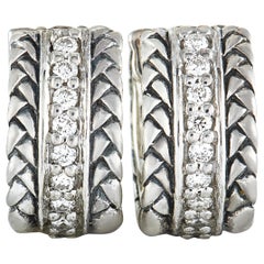 Scott Kay Sterling Silver Diamond Hoop Earrings