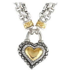 Scott Kay Sterling Silver Diamond Yellow Heart Pendant Necklace