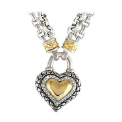 Scott Kay Sterling Silver Diamond Yellow Heart Pendant Necklace