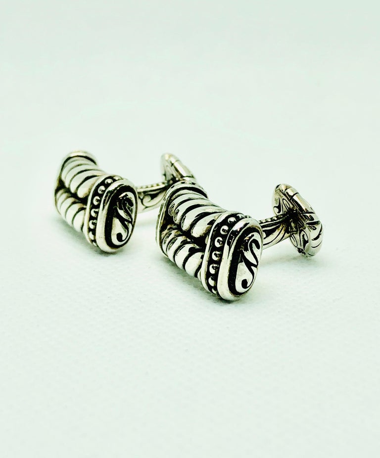 Scott Kay Sterling Silver, Double Rope Design Cufflinks at 1stDibs