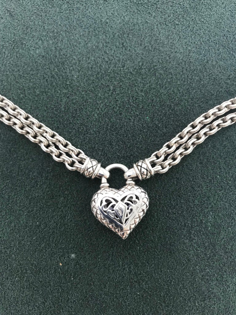 Scott Kay Sterling Silver Garnet Heart Necklace For Sale at 1stdibs