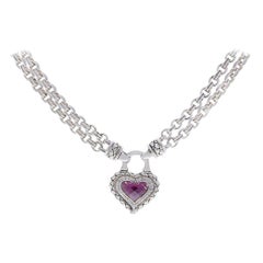 Scott Kay Sterling Silver Garnet Heart Necklace