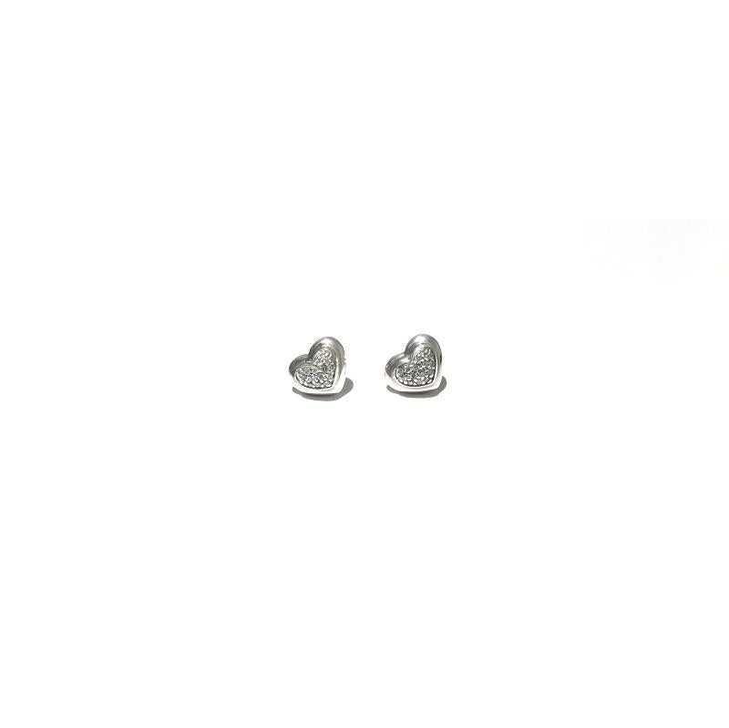 Round Cut Scott Kay Sterling Silver Heart Diamond Ladies Earring E1058SDM For Sale
