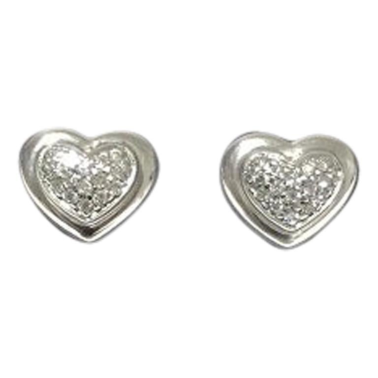 Scott Kay Sterling Silver Heart Diamond Ladies Earring E1058SDM For Sale