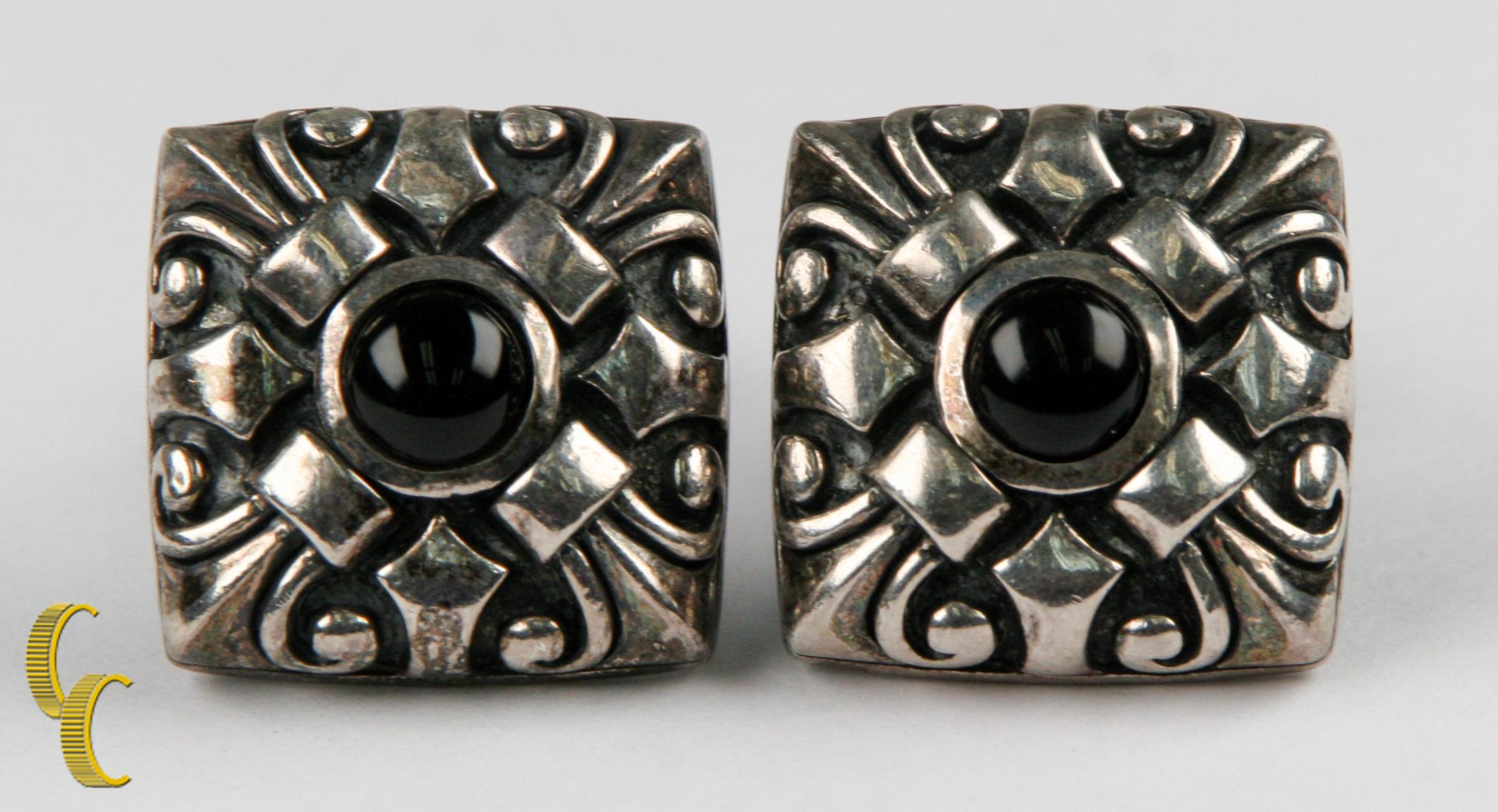 Gemelos Scott Kay de plata de ley y ónix cuadrados ornamentados en Bueno estado para la venta en Van Nuys, CA
