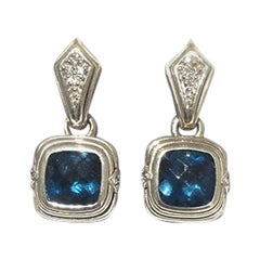 Scott Kay Boucles d'oreilles en argent sterling avec topaze bleue de Londres et diamants E1218SLB