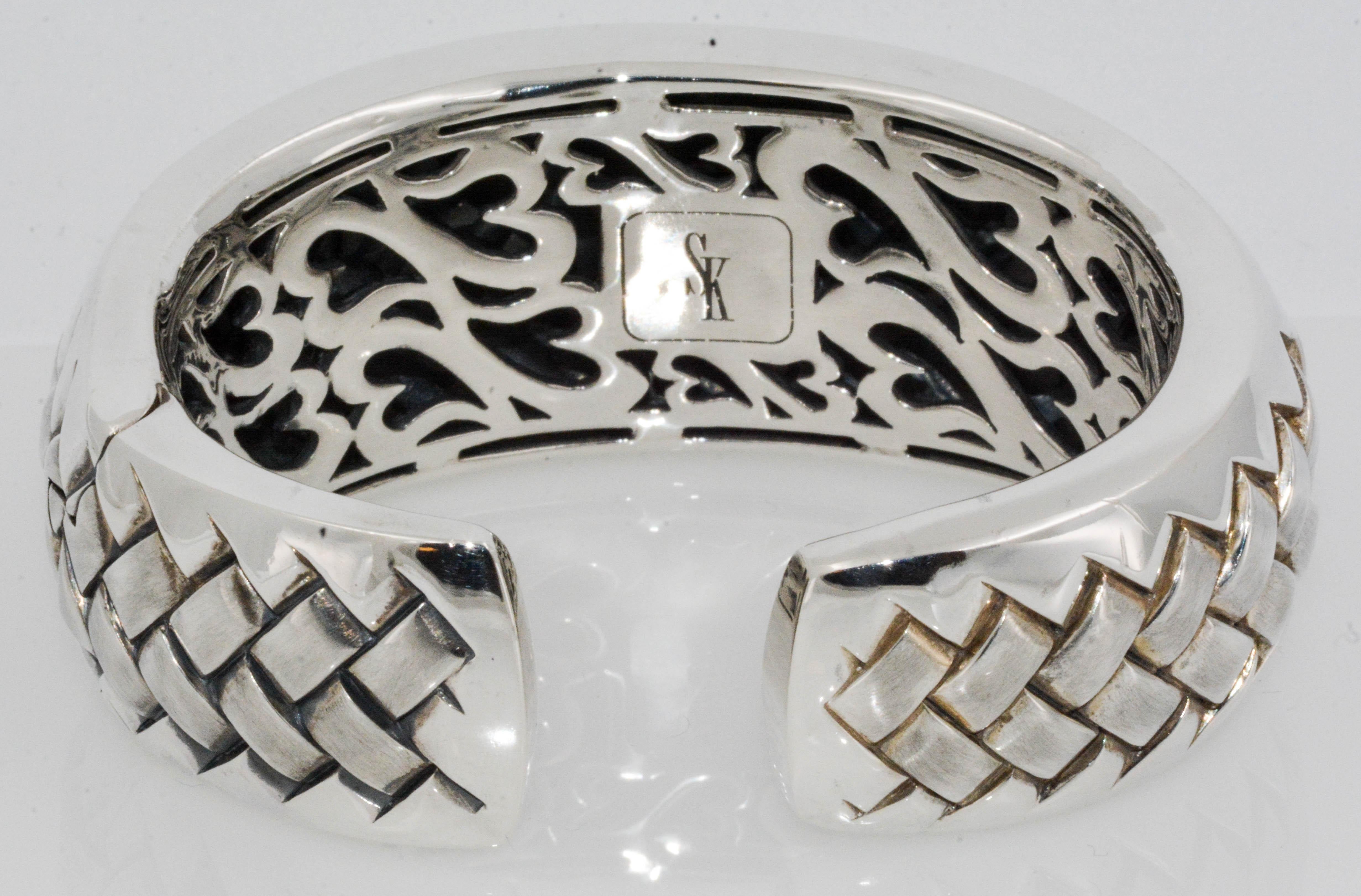 Modern Scott Kay Sterling Silver Woven Cuff Bracelet