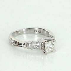 Scott Kay Three-Stone Diamond Platinum Engagement Ring Pre Owned Jewelry