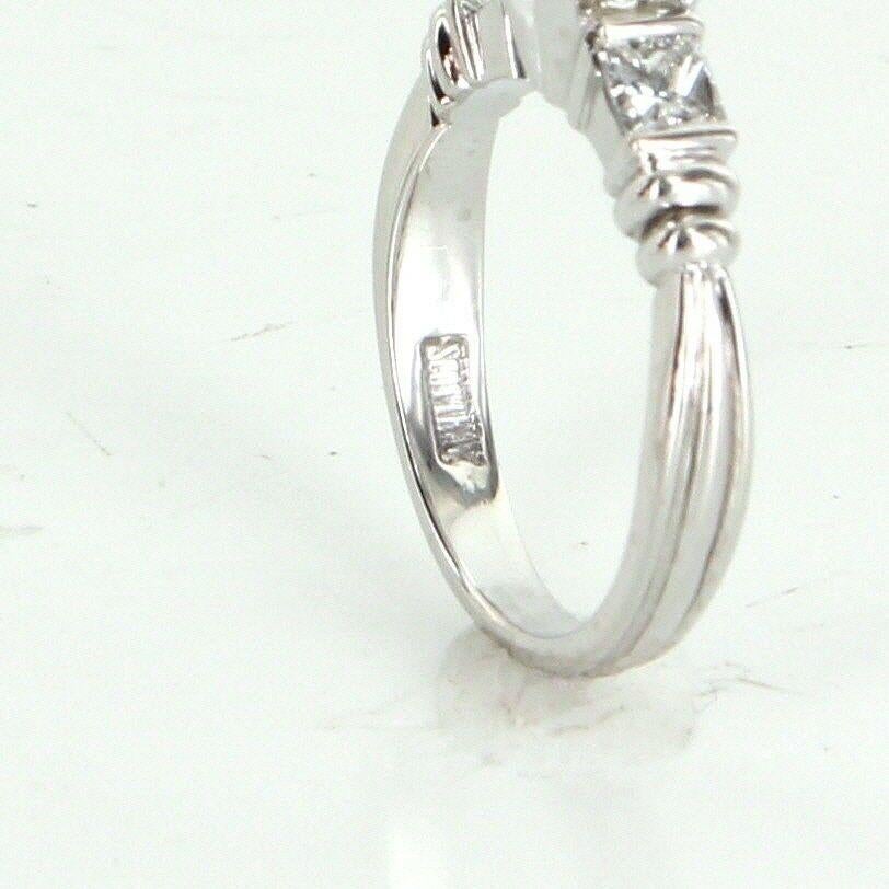 Princess Cut Scott Kay Three-Stone Diamond Platinum Engagement Ring Pre Owned Jewelry
