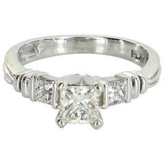 Scott Kay Three-Stone Diamond Platinum Engagement Ring Pre Owned Jewelry