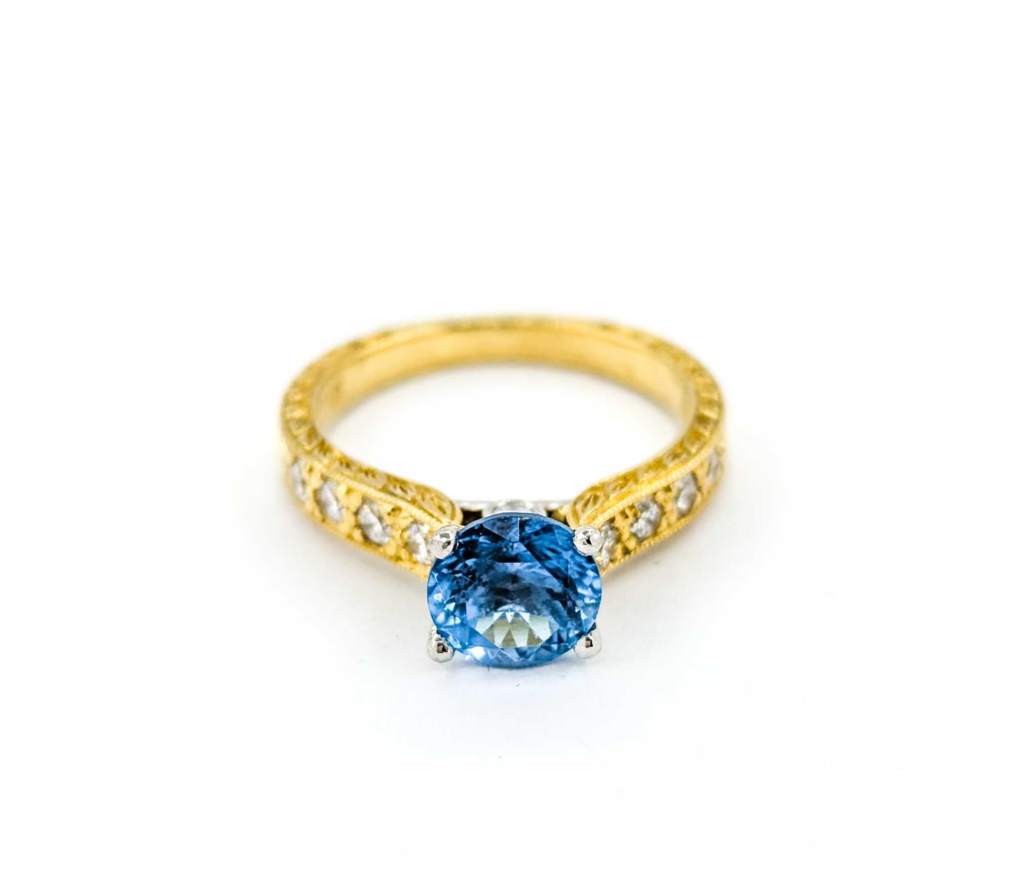 Scott Kay Topaz & Diamond Ring in Yellow Gold & Platinum For Sale 6