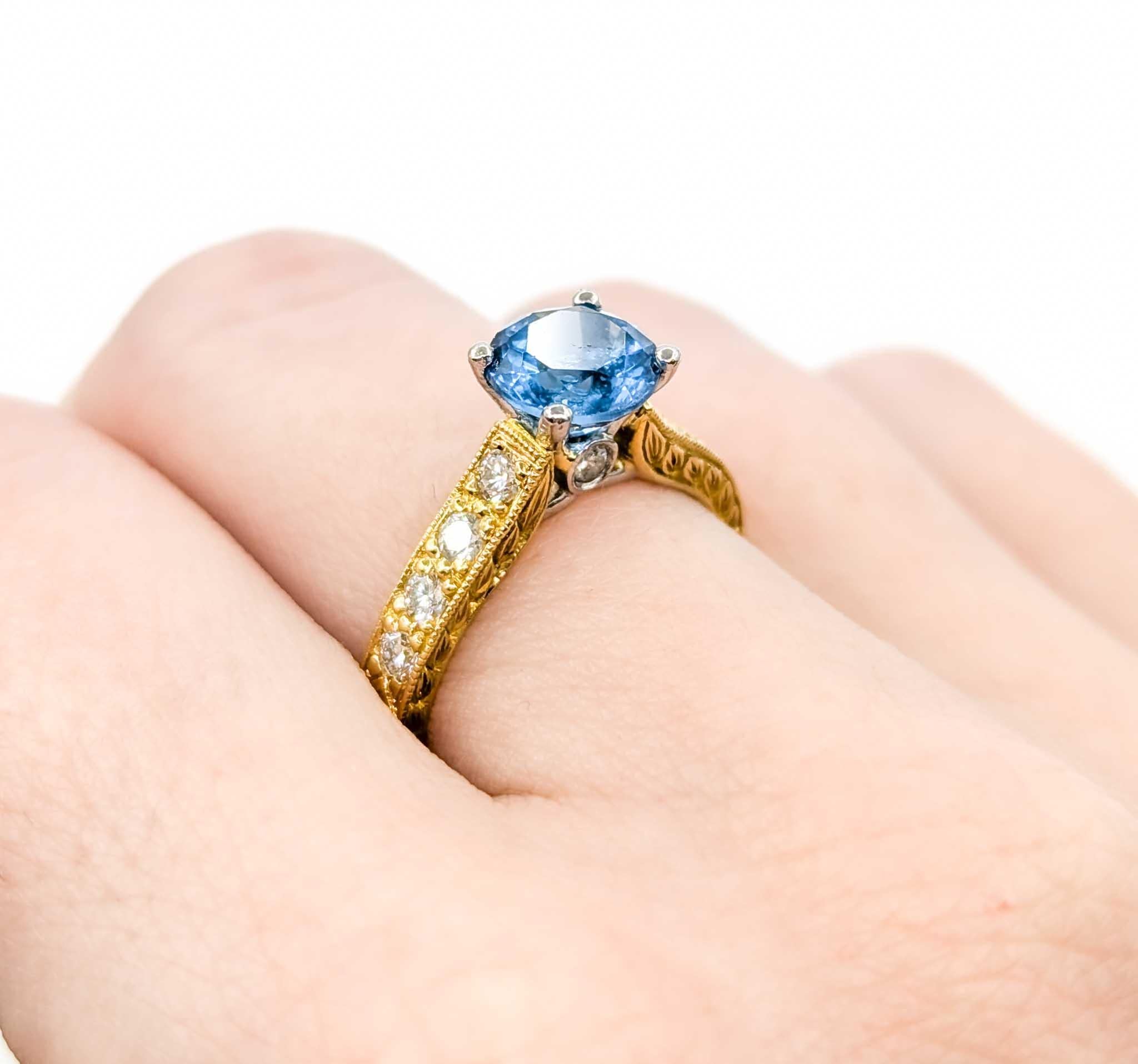 Contemporary Scott Kay Topaz & Diamond Ring in Yellow Gold & Platinum For Sale