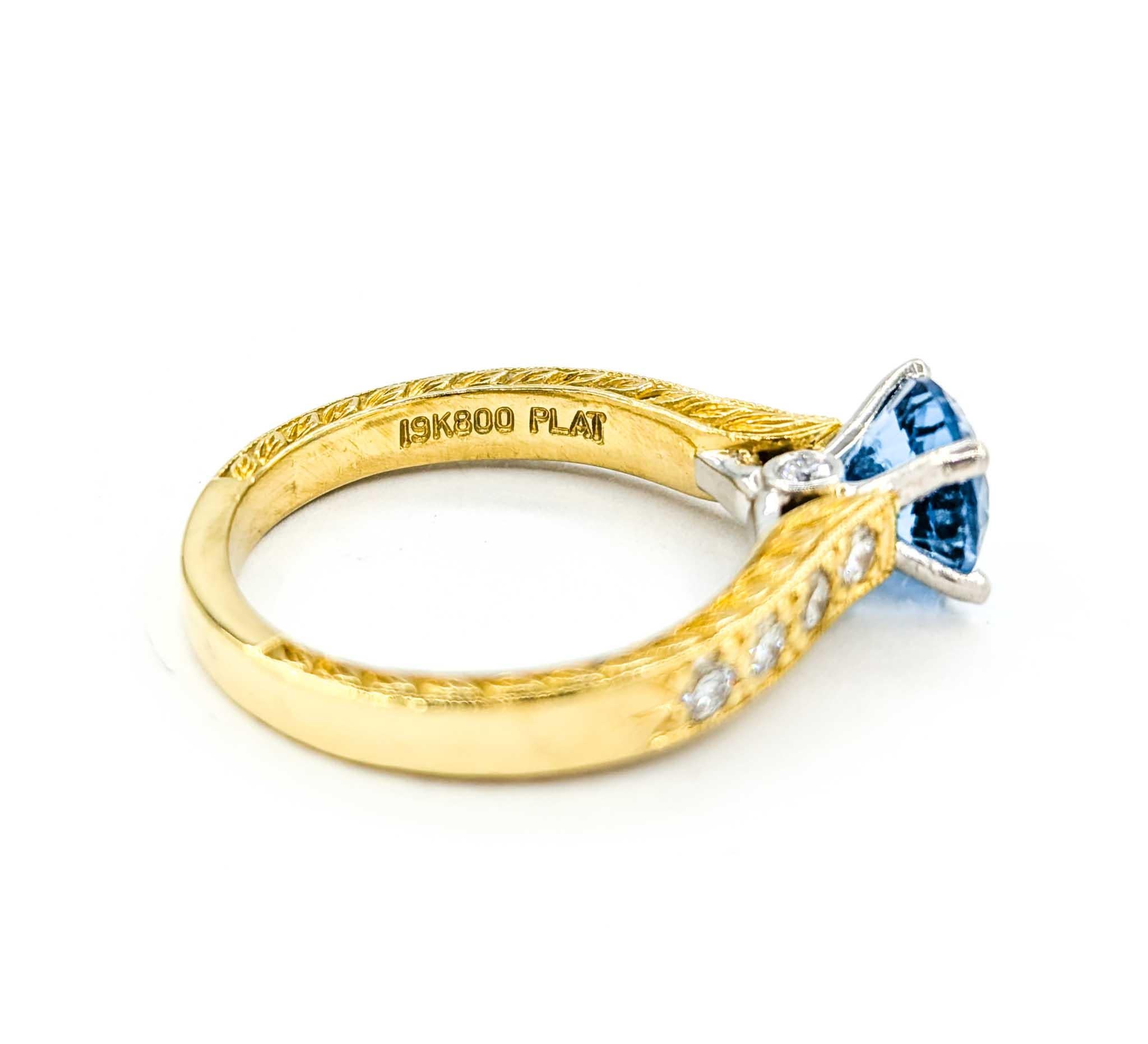 Women's Scott Kay Topaz & Diamond Ring in Yellow Gold & Platinum For Sale