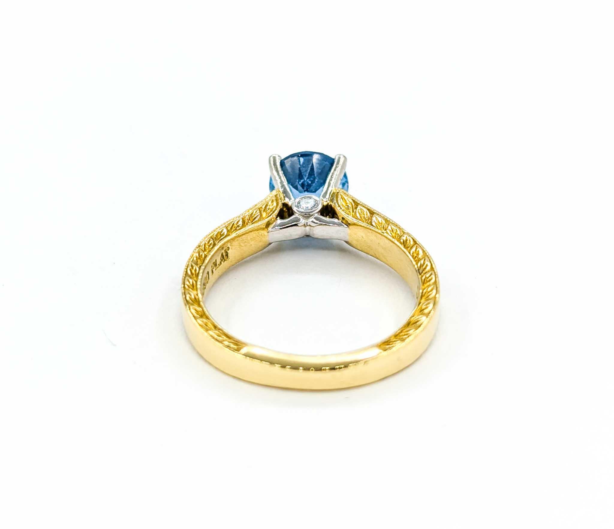 Scott Kay Topaz & Diamond Ring in Yellow Gold & Platinum For Sale 2