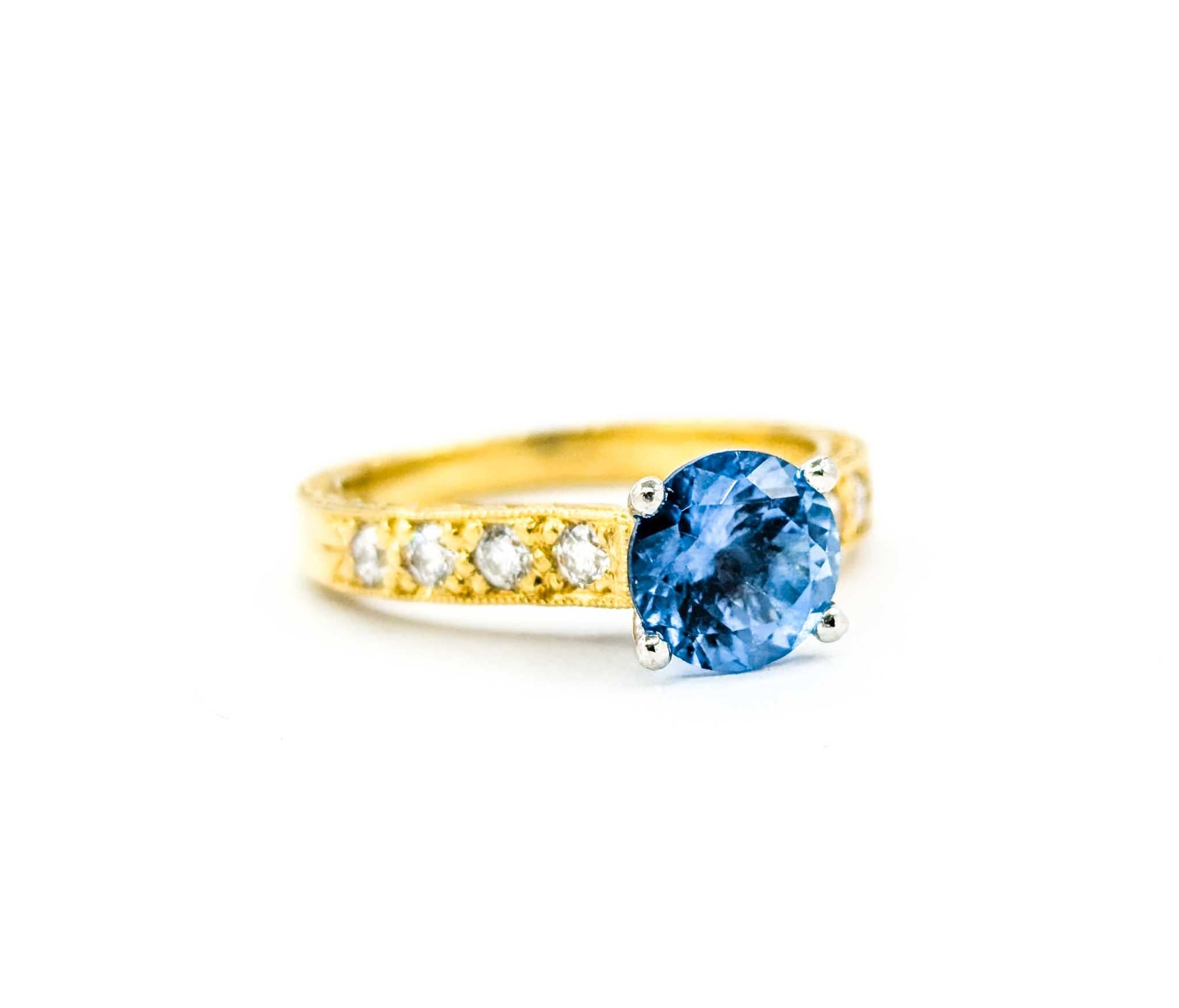 Scott Kay Topaz & Diamond Ring in Yellow Gold & Platinum For Sale 1