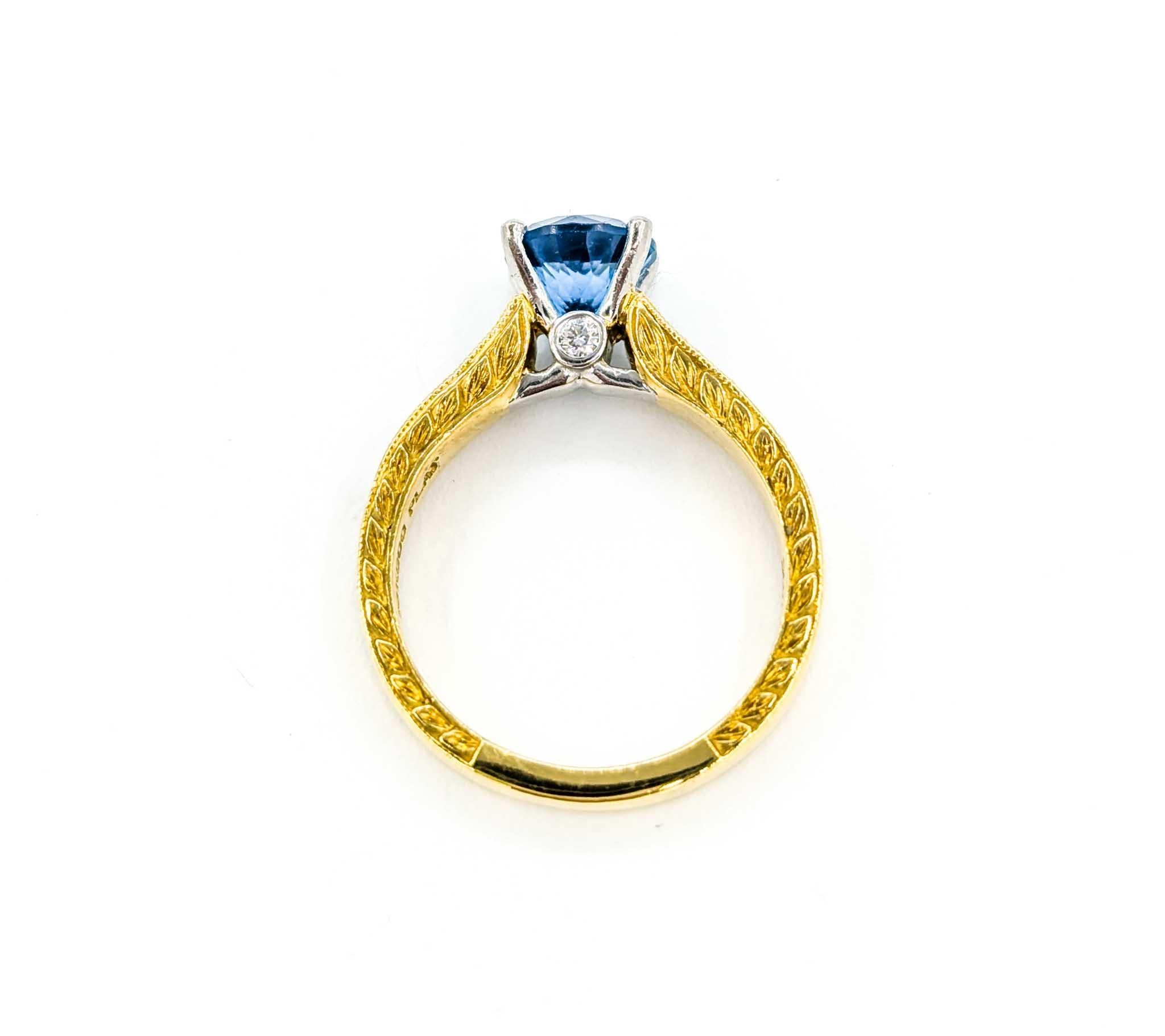 Scott Kay Topaz & Diamond Ring in Yellow Gold & Platinum For Sale 3