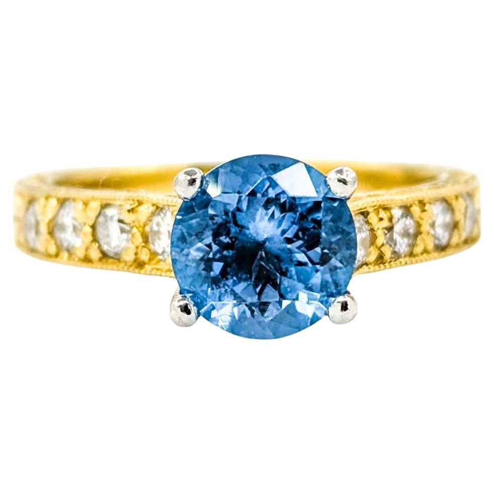 Scott Kay Topaz & Diamond Ring in Yellow Gold & Platinum