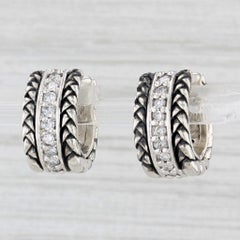 Pendientes Huggie de aro con diamantes de 0,36 quilates Scott Kay de plata de ley con cierre a presión