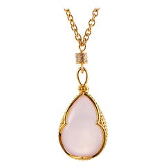 Scott Kay Yellow Gold-Plated Silver and Pink Quartz Pendant Chain Necklace