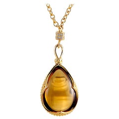 Scott Kay Yellow Gold Plated Silver Sapphire and Quartz Pendant Necklace