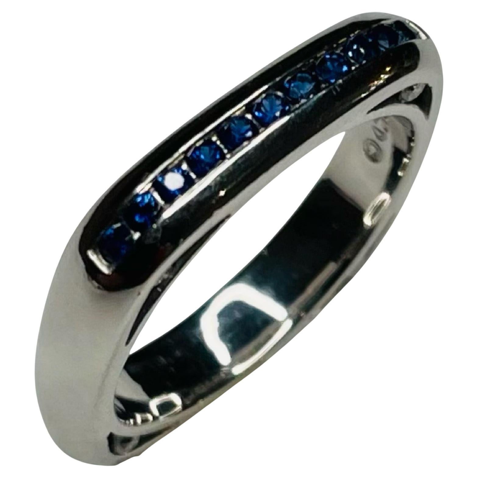 Scott Keating Platinum Sapphire and Diamond "View Points" Band For Sale