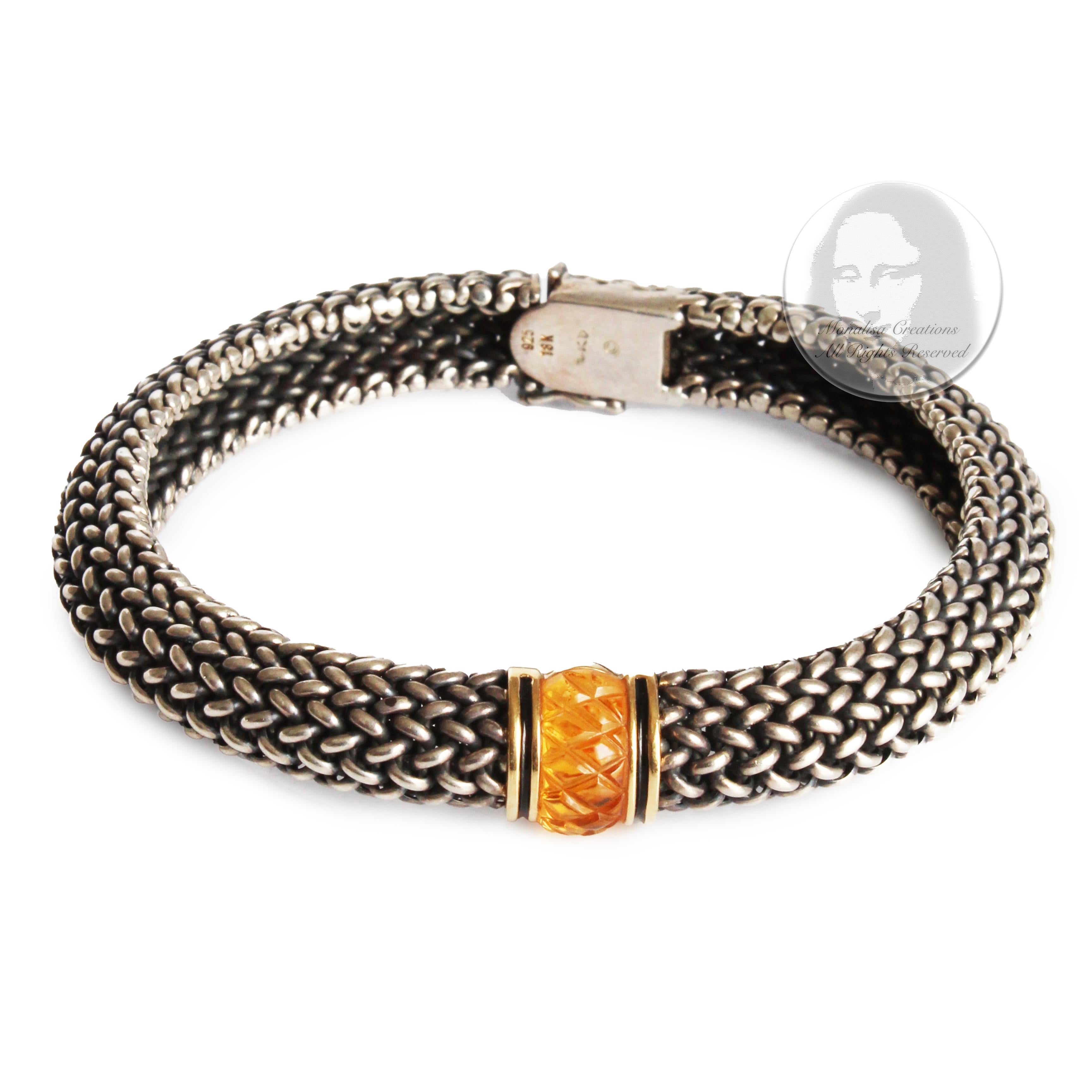 Scott Keating Sterling Silver Mesh + 18k Gold Choker + Citrine Bracelet Set For Sale 9