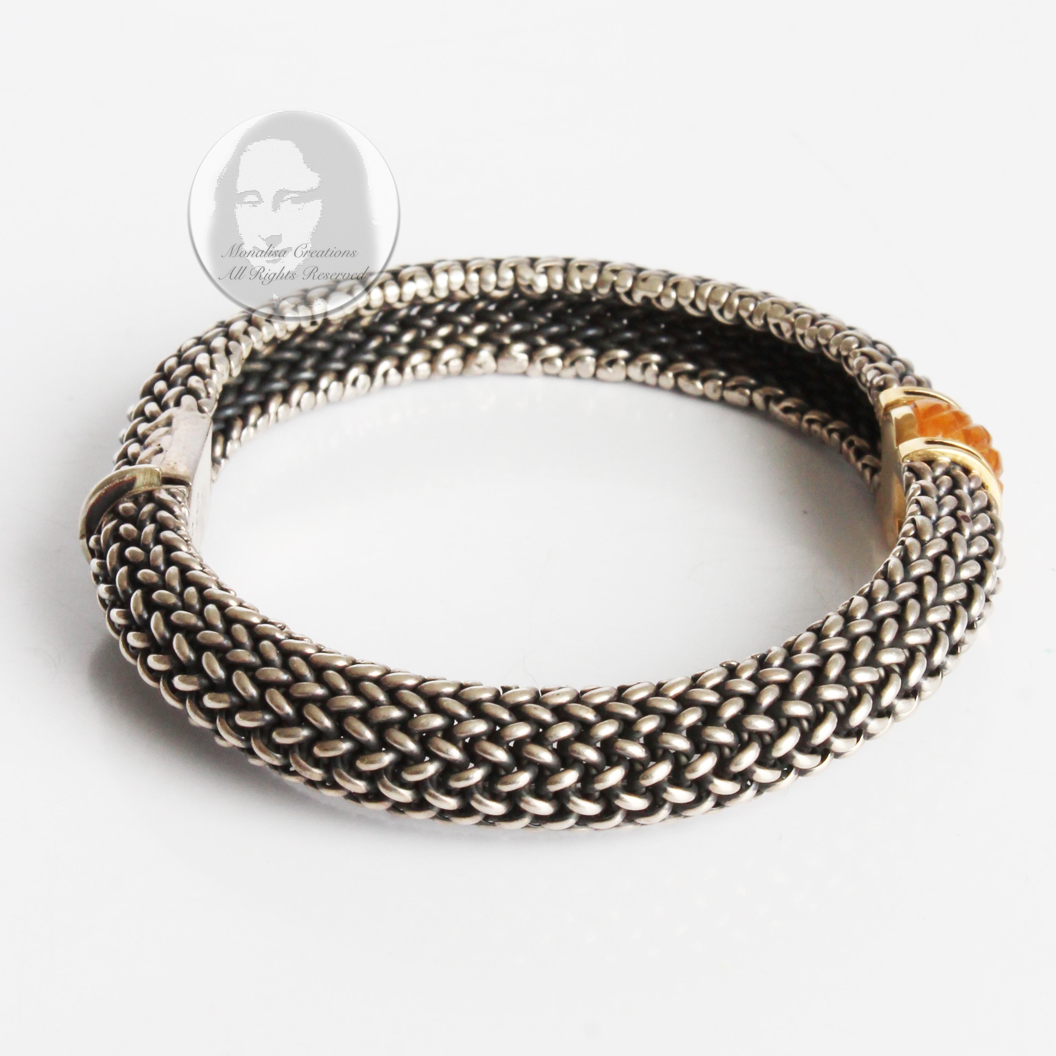 Scott Keating Sterling Silver Mesh + 18k Gold Choker + Citrine Bracelet Set For Sale 12