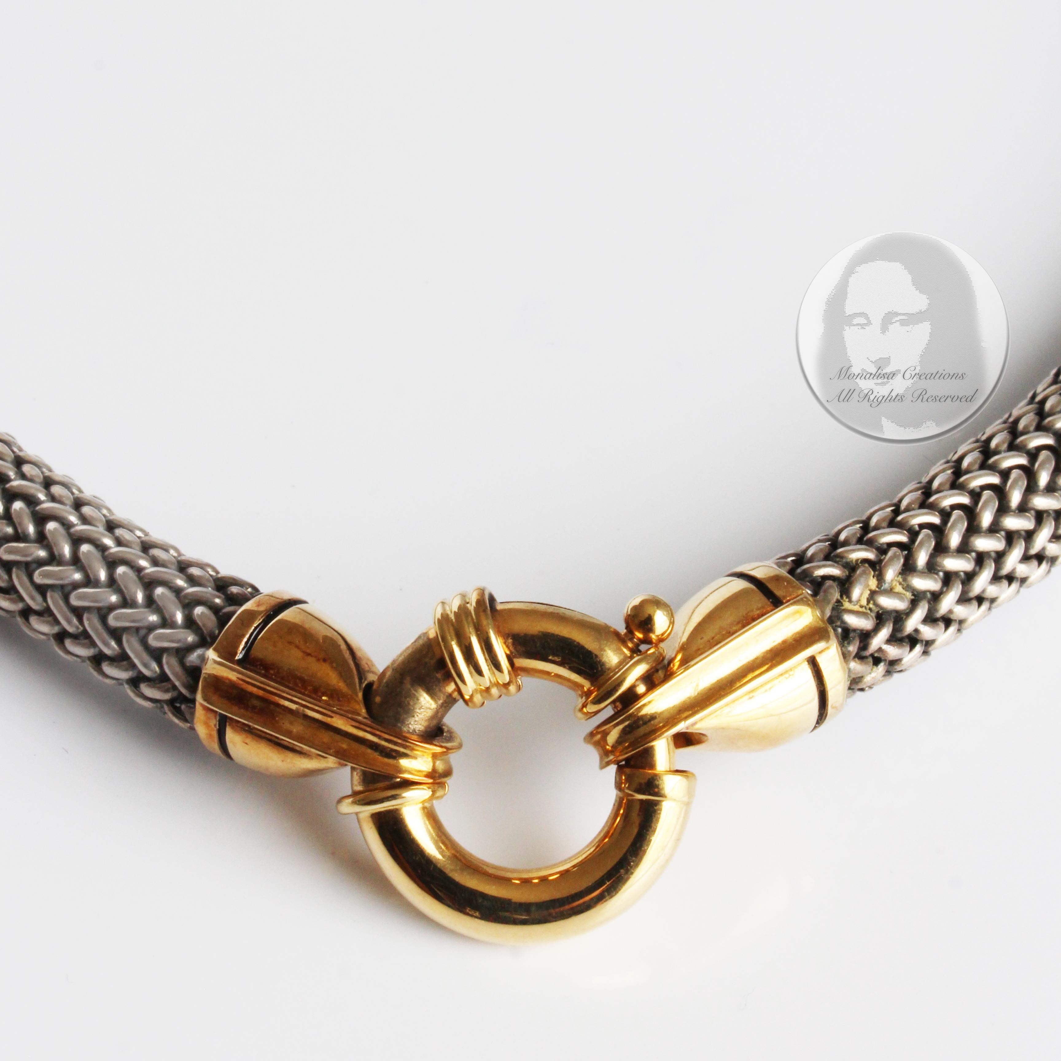 Scott Keating Sterling Silver Mesh + 18k Gold Choker + Citrine Bracelet Set For Sale 4