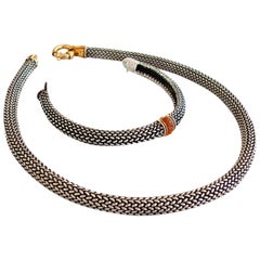 Scott Keating Sterling Silver Mesh + 18k Gold Choker + Citrine Bracelet Set