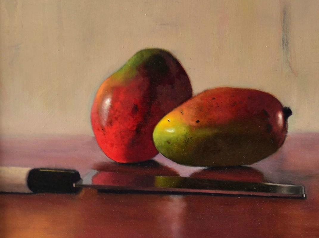 Mangoes, oil painting on linen, Realism style, American Realist Artist - Painting by Scott Kiche