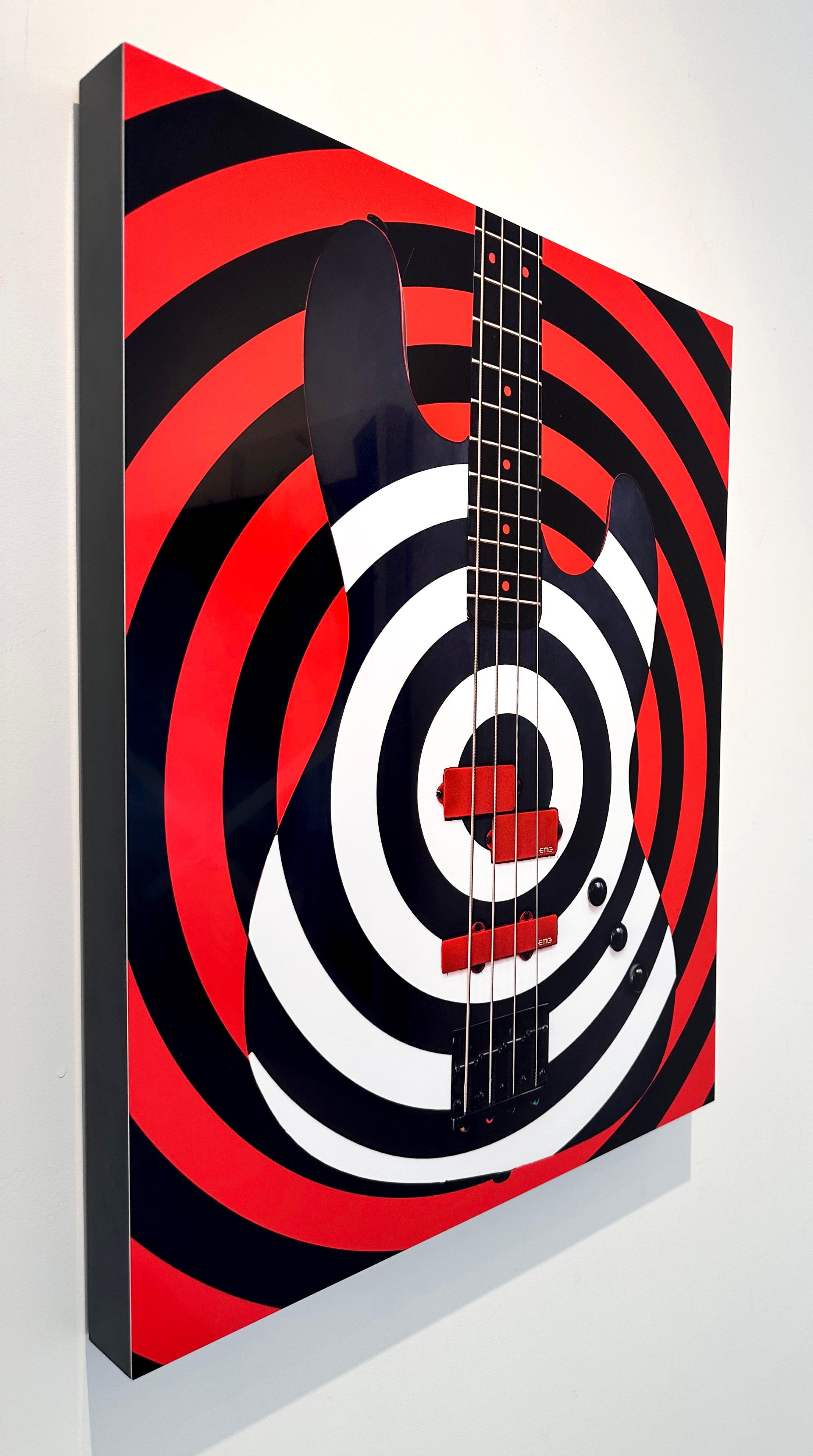 Bass Rings for Music Lovers - Bright, Pop, Optic Red, Black & White Guitar im Angebot 5