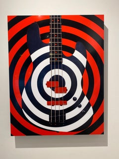 Bagues de basse pour les amoureux de la musique - Guitare brillante, pop, rouge optique, noire et blanche