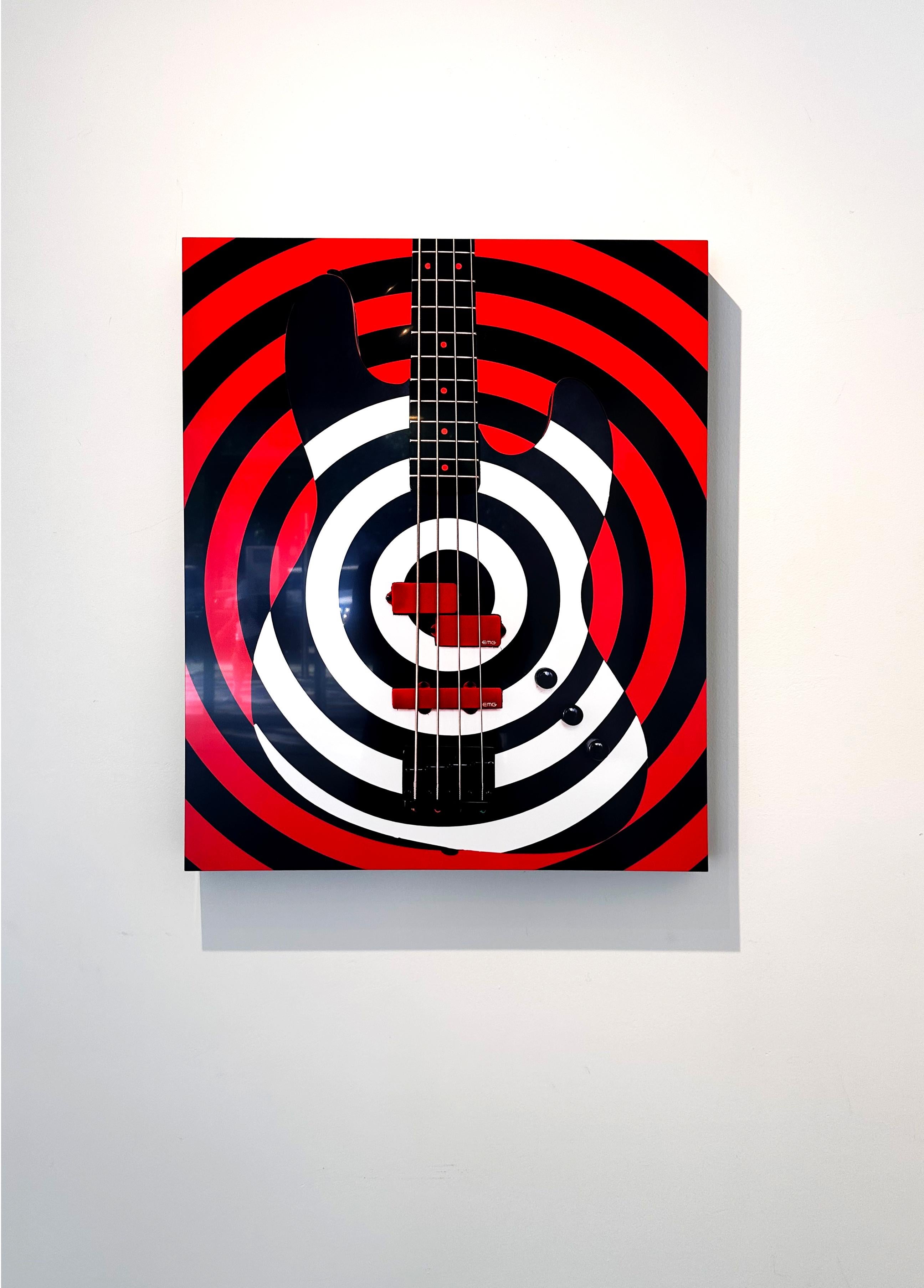 Bass Rings for Music Lovers - Bright, Pop, Optic Red, Black & White Guitar im Angebot 4