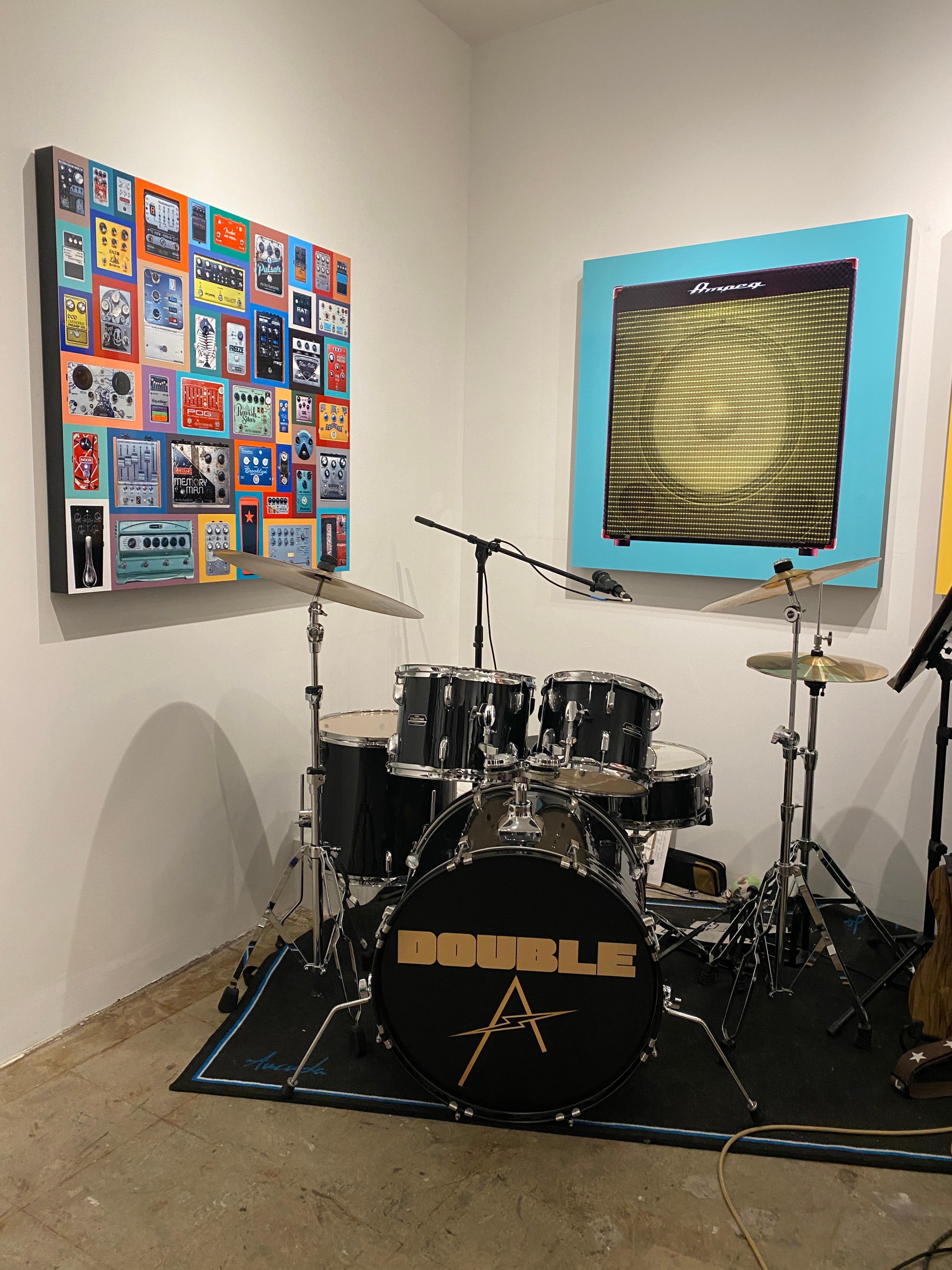 Pedal Board Grid for Music Lovers - Bright, Patterned Pop Contemporary Photo - Brown Abstract Photograph by Scott McDermott
