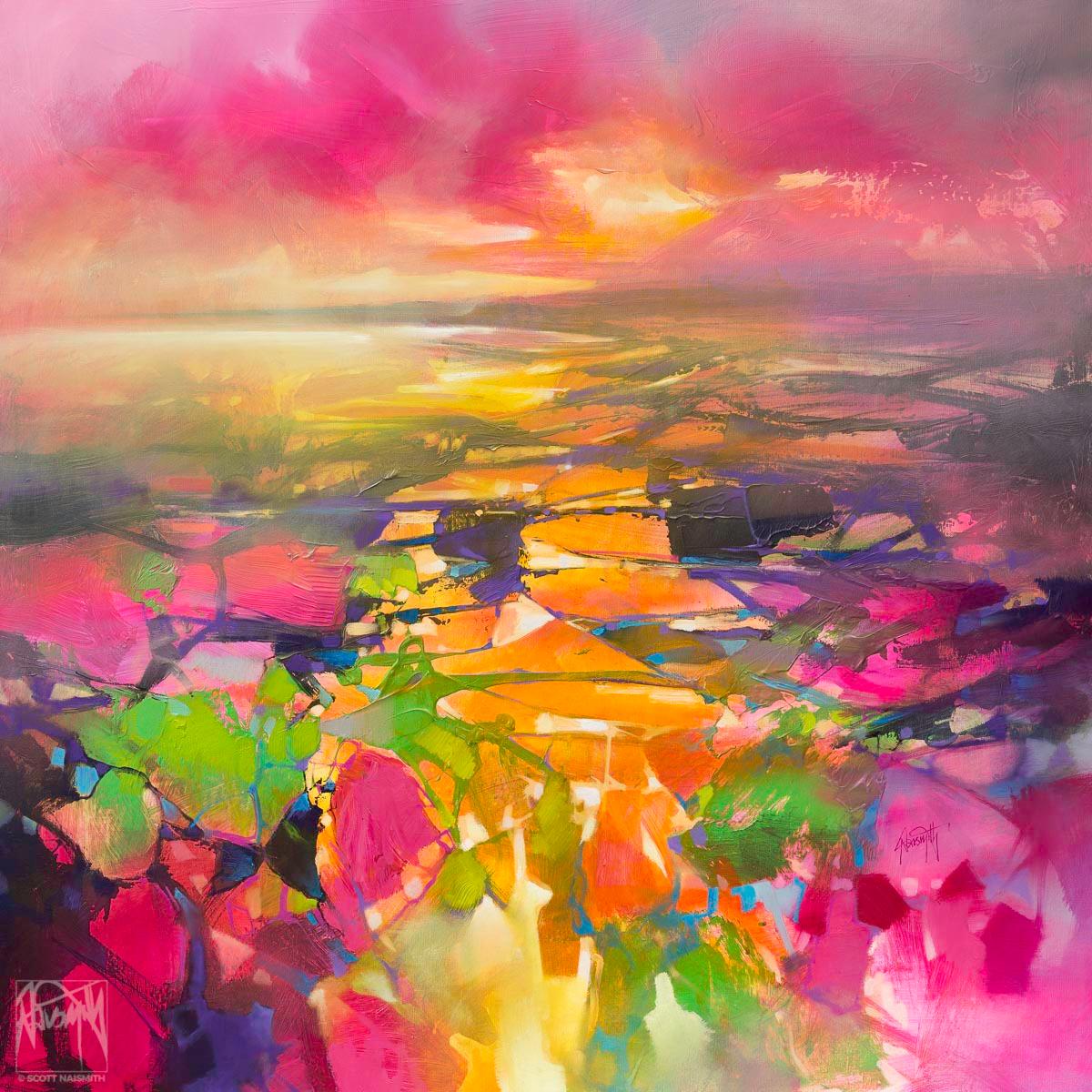 Scott Naismith Abstract Painting - Fragments from Above, original painting colourful contemporary abstract style