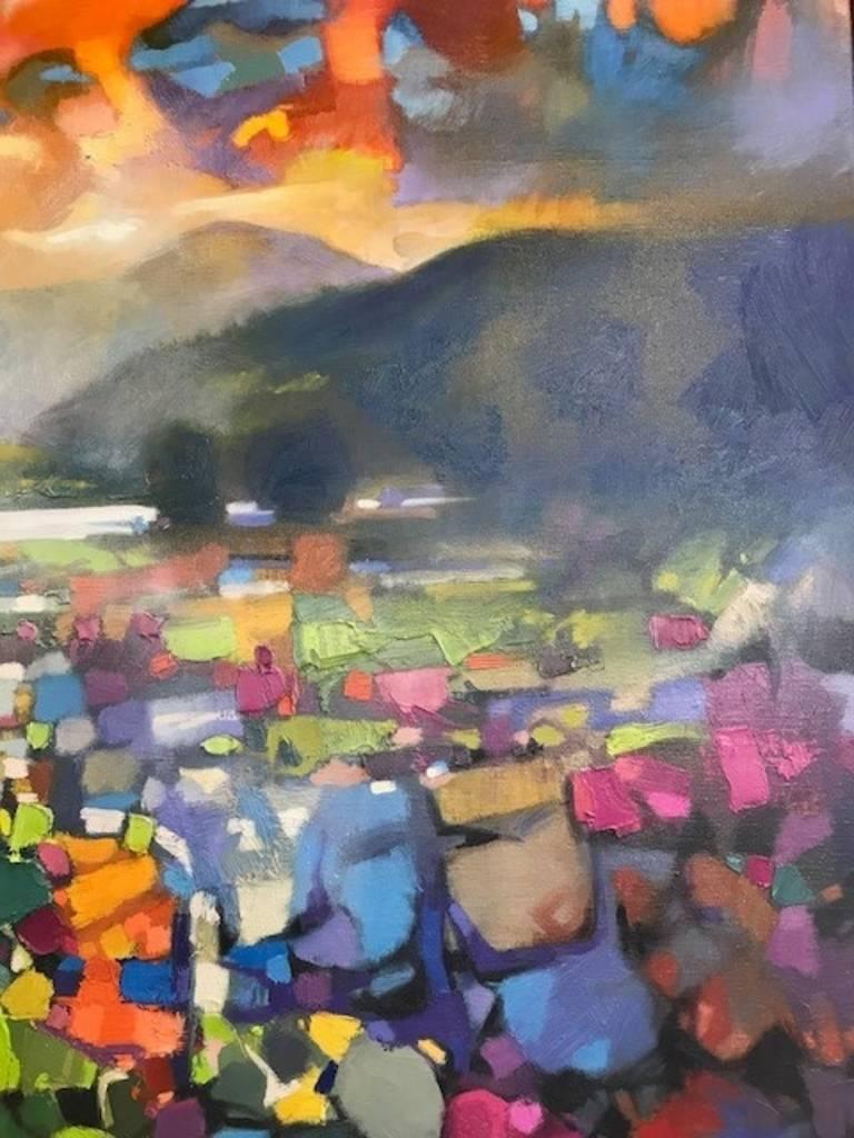 High Resonance, Scottish Landscape Painting, colourful contemporary abstract art - Gray Abstract Painting by Scott Naismith