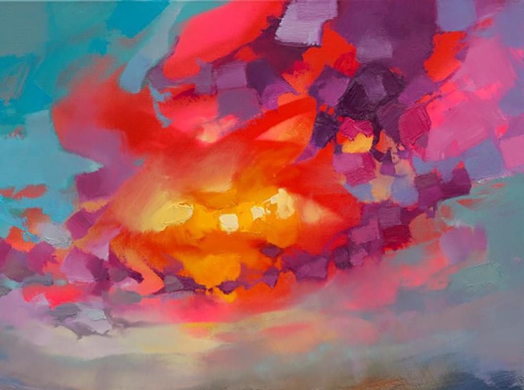 Neucleus - 21e siècle, Art contemporain, abstrait, peinture à l'huile, peinture à l'aérosol - Marron Landscape Painting par Scott Naismith