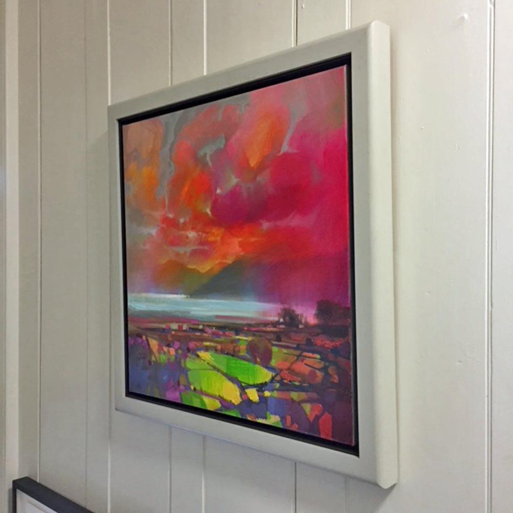 Red Skies, colourful abstract contemporary painting, original landscape painting - Painting by Scott Naismith