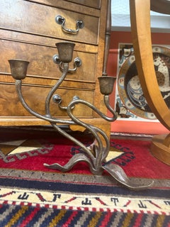 Scott Nelles Bronze Floral 3 Candle Holder, Signed and Dated