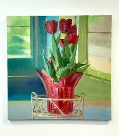Red Tulips On The Porch