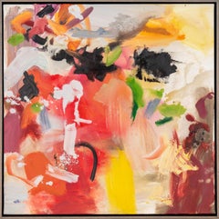 Easy to Find - warm, vibrant, colourful, gestural abstract, oil on canvas