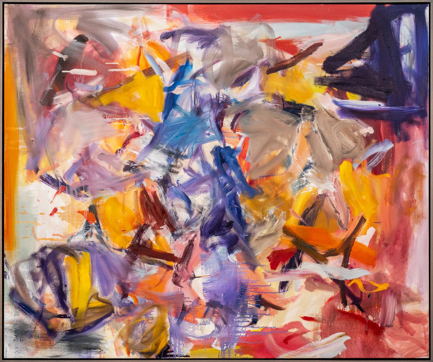 Gates and Expand - warm, vibrant, colourful, gestural abstraction, oil on canvas