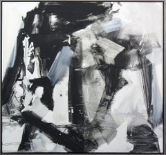 Hvodjra No 13 - large, black, white, grey, gestural abstract, oil on canvas
