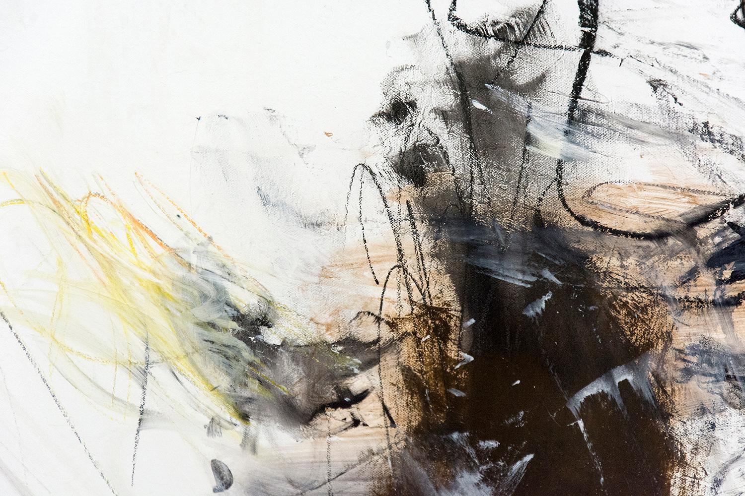 Calligraphic charcoal lines swirl in an eddy of multicolored strokes -- dark red, soft blue and light yellow -- in this dynamic oil by Scott Pattinson.

Shipping is complimentary in North America, and we can ship to the US tax and duty exempt.