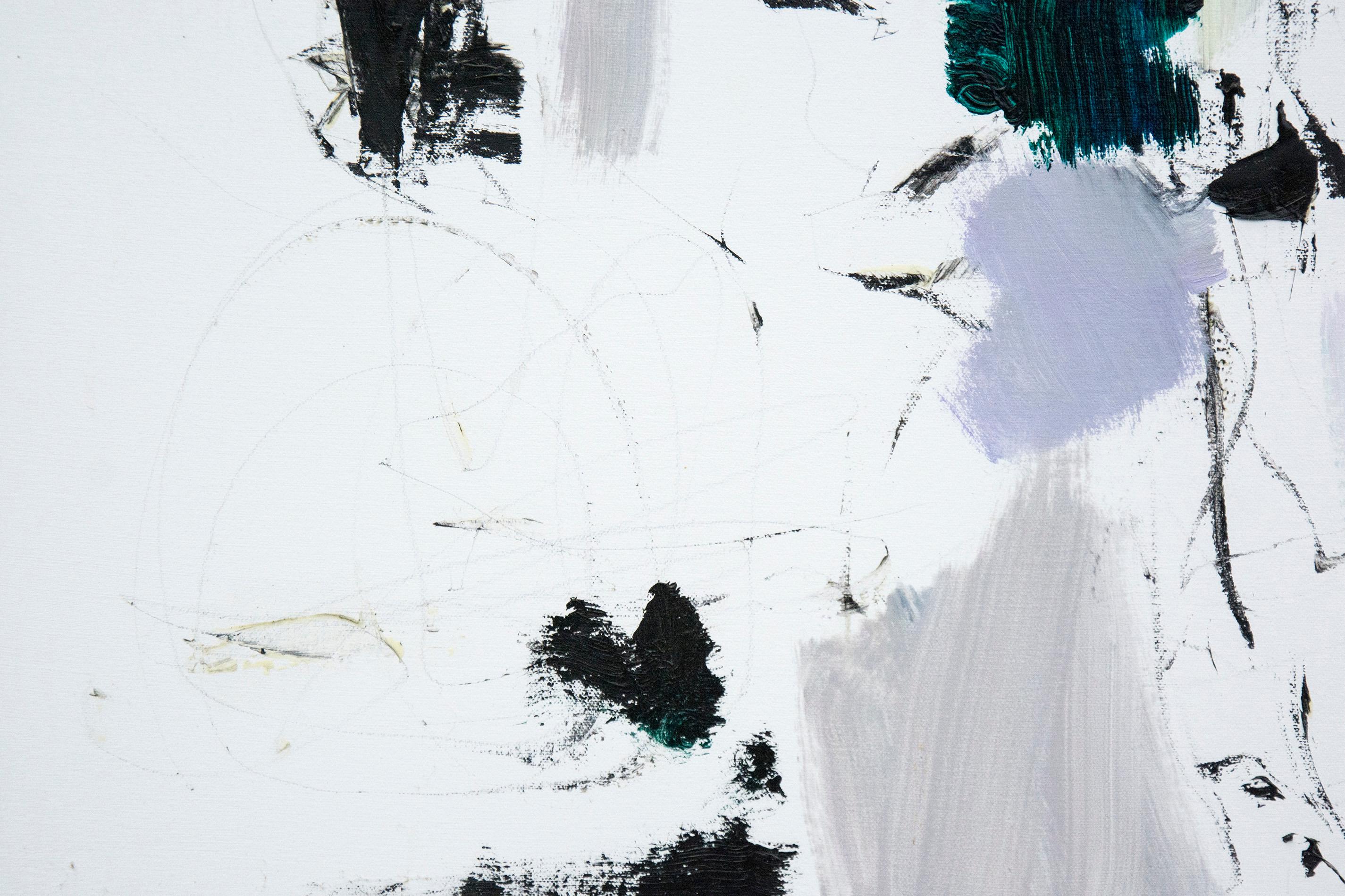 Karoi Nr. 2 -  Leuchtend, blau, weiß, farbenfroh, gestisch, abstrakt, Öl auf Leinwand – Painting von Scott Pattinson