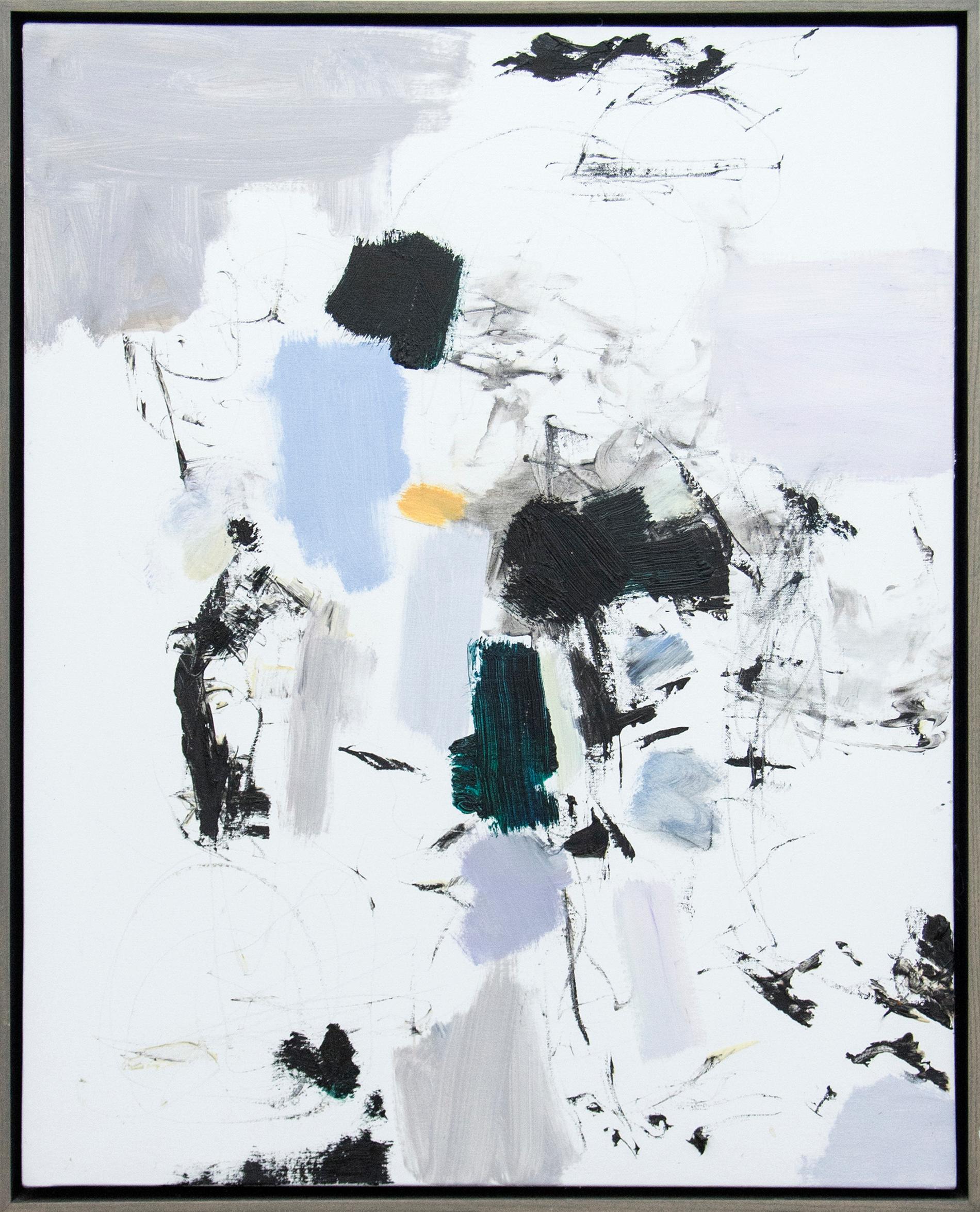 Scott Pattinson Abstract Painting – Karoi Nr. 2 -  Leuchtend, blau, weiß, farbenfroh, gestisch, abstrakt, Öl auf Leinwand