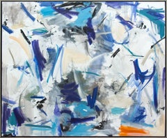 Ouvert No 29 - large, cool, vibrant, gestural abstract, oil on canvas