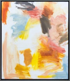 Ouvert No 69 - warm, intimate, colourful, gestural abstraction, oil on canvas
