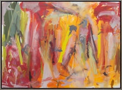 Remained Around - warm, vibrant, colourful, gestural abstraction, oil on canvas
