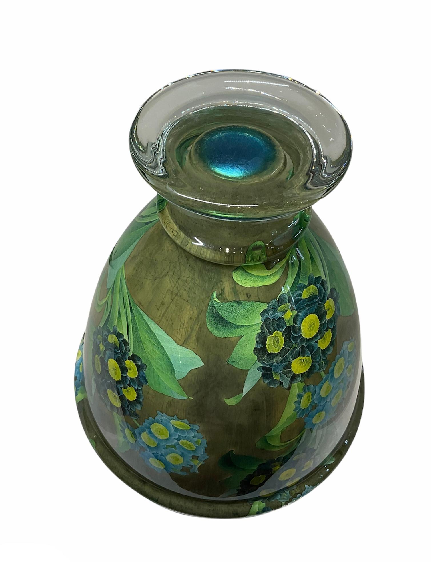 Scott Potter Art Glass Hydrangeas Lidded Urn For Sale 1
